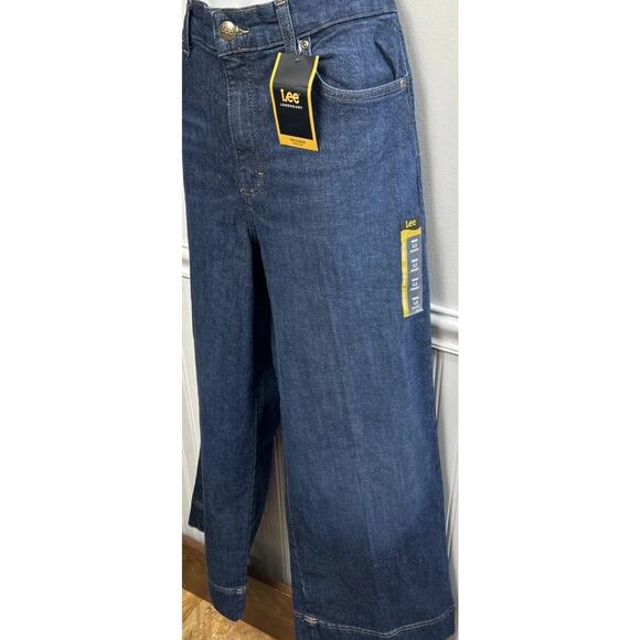 New! LEE Jeans Wide Leg Trousers Pants 12 Inner Strength High Rise Straight Dark - Picture 6 of 16